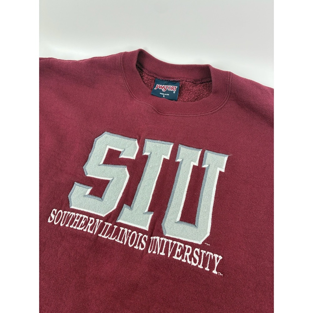 VTG JanSport SIU Southern Illinois University Sweatshirt Maroon Large USA Made